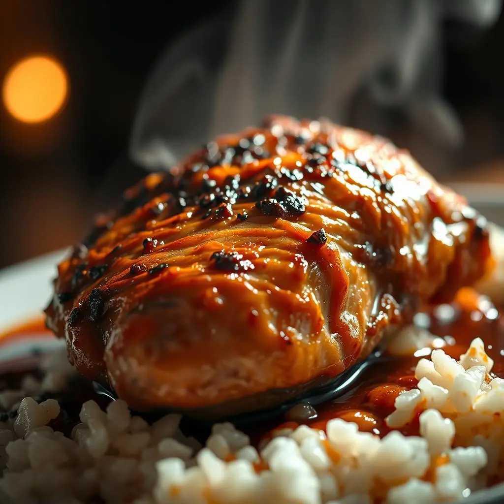 Homemade black pepper chicken coated in a rich, flavorful sauce, garnished with sesame seeds.