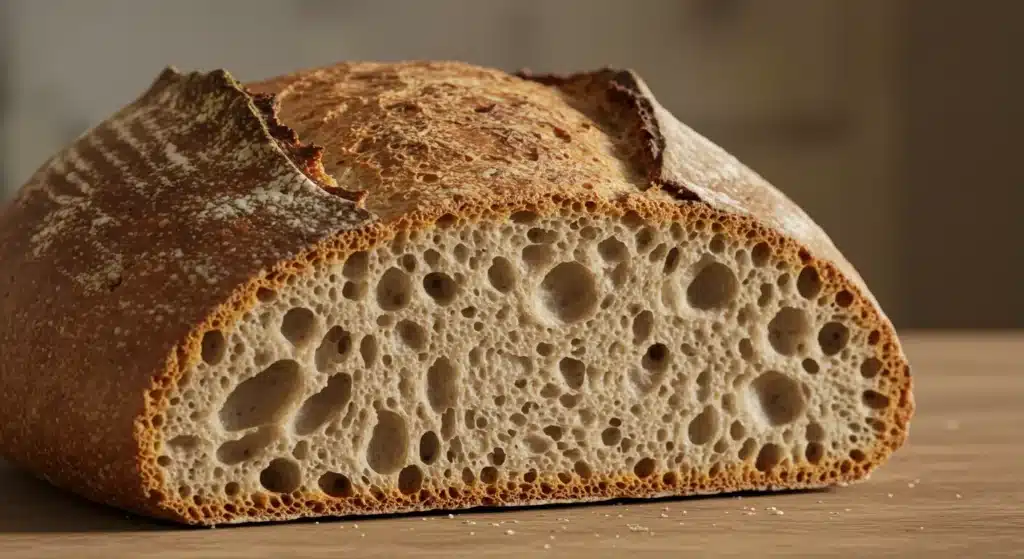 gluten free sourdough bread on rustic table