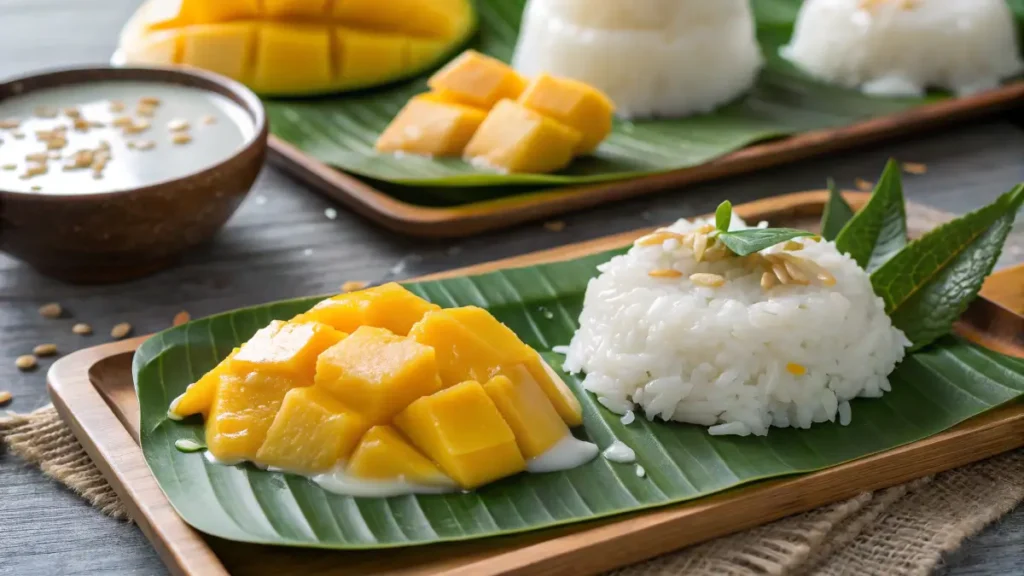 Gluten-free Thai asian-desserts like mango sticky rice