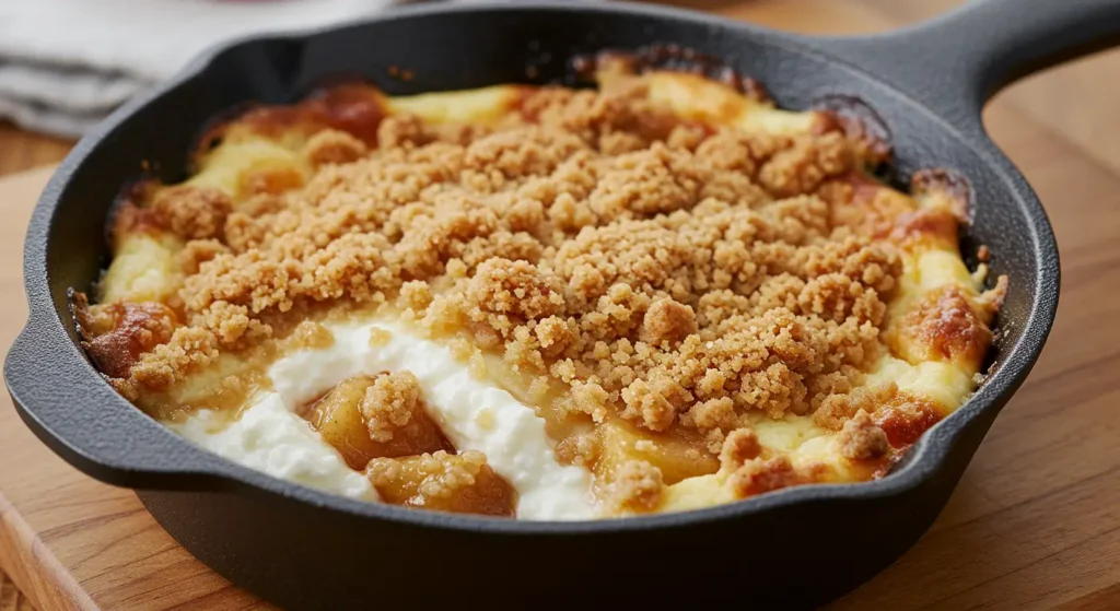 warm baked apple cottage cheese dessert