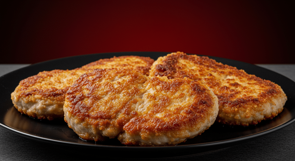 Breaded chicken cutlets sizzling in a skillet – easy and delicious dinner idea