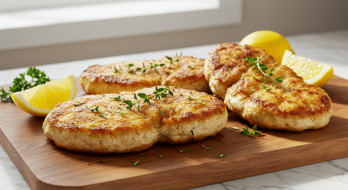 Golden-brown chicken cutlets fried to perfection – crispy outside, juicy inside