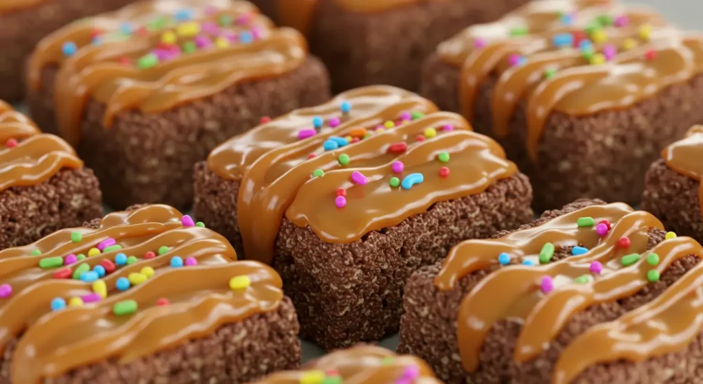 caramel drizzled chocolate rice krispies