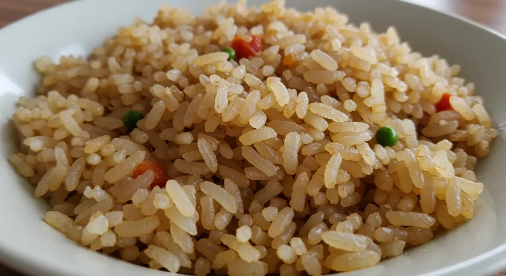 Authentic Spanish rice served as a classic side with enchiladas and refried beans