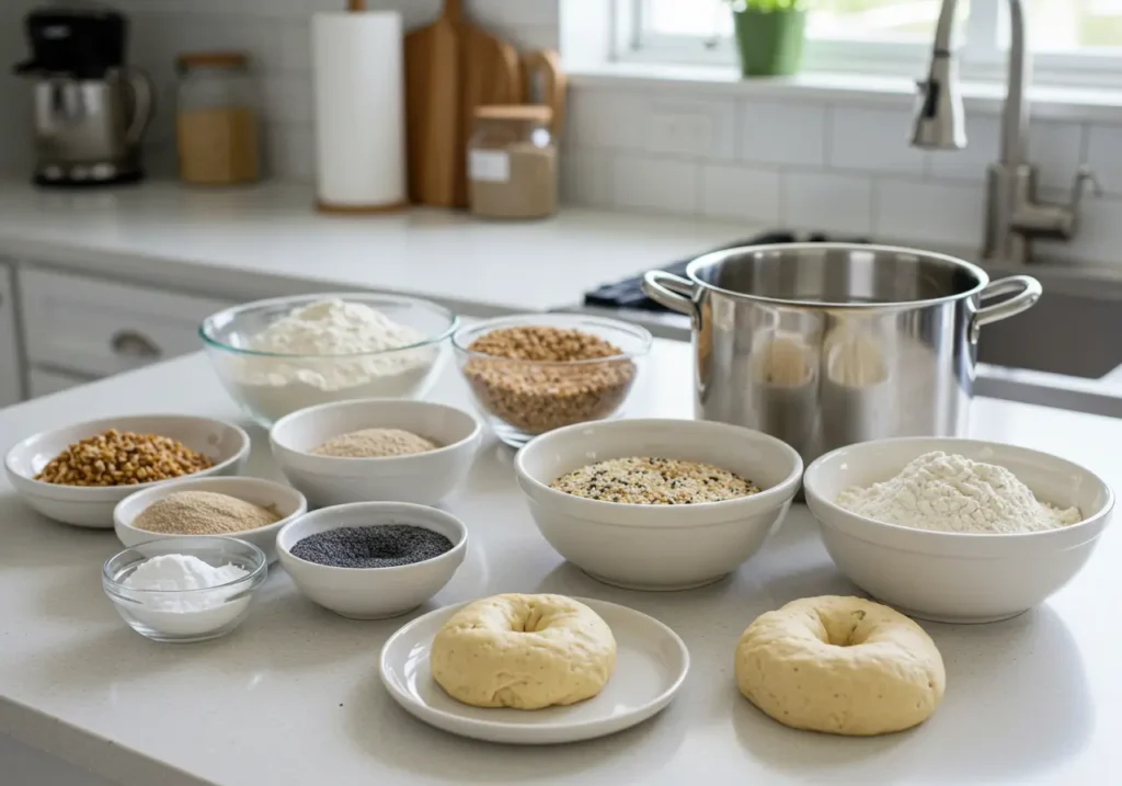 Assorted Bagelry gluten-free bagels topped with sesame seeds, poppy seeds, and sea salt