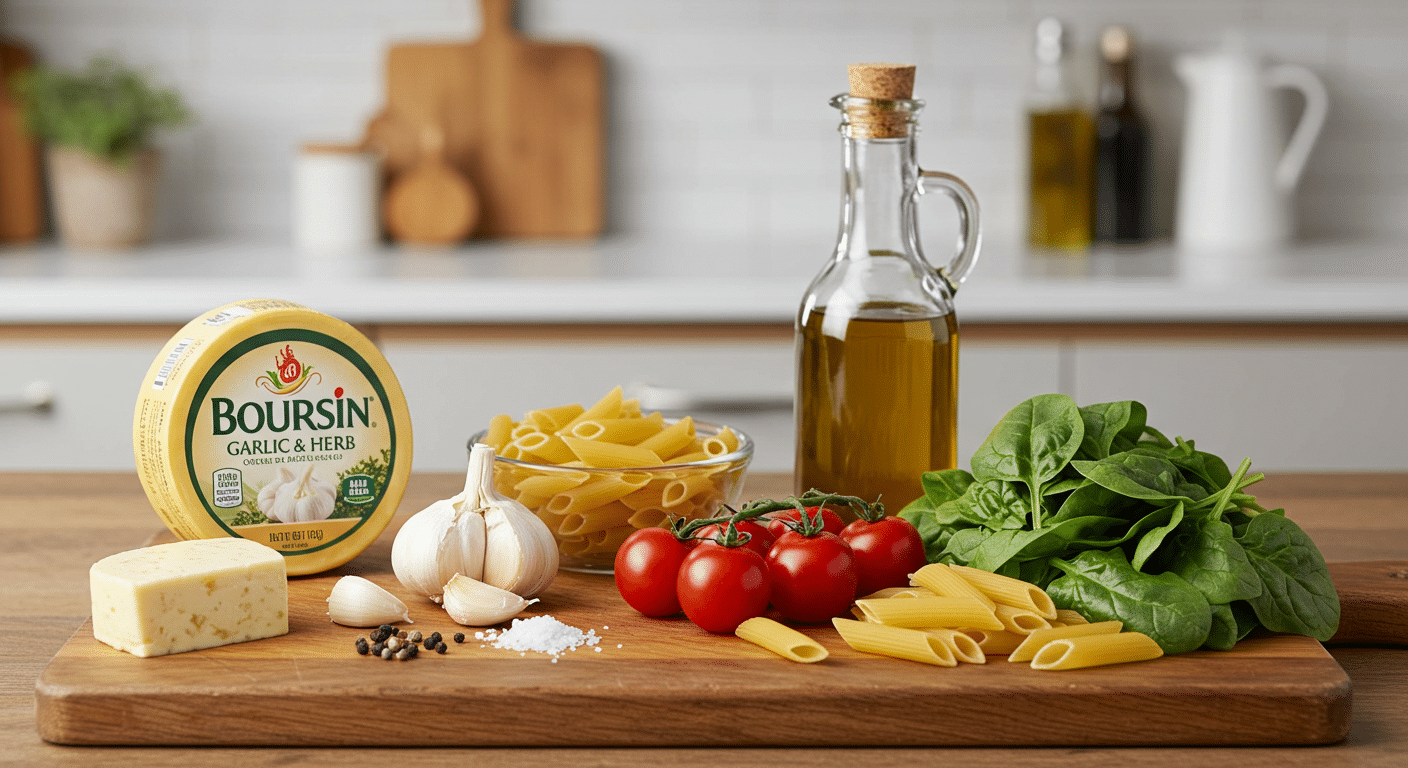 Creamy Boursin Cheese Pasta topped with cracked black pepper and fresh parsley