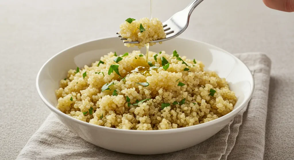 Instant Pot Quinoa meal prep with portions divided into glass containers