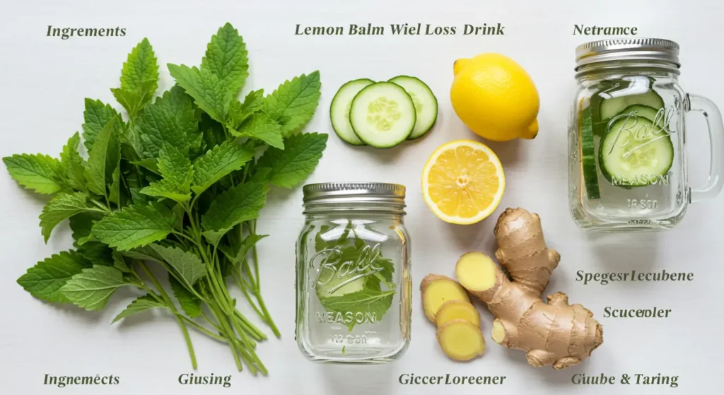 Glass of lemon balm tea with mint and honey as part of a natural weight loss routine