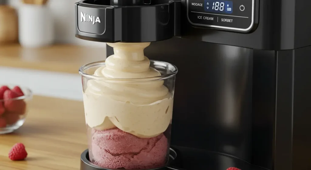 Easy Ninja Creami recipes for homemade strawberry and mango ice cream in colorful bowls
