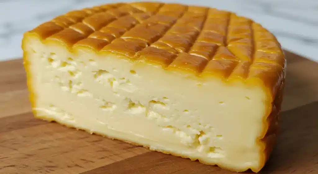 Smoked cream cheese on the grill with seasoned crust, perfect for smoky flavor and creamy texture