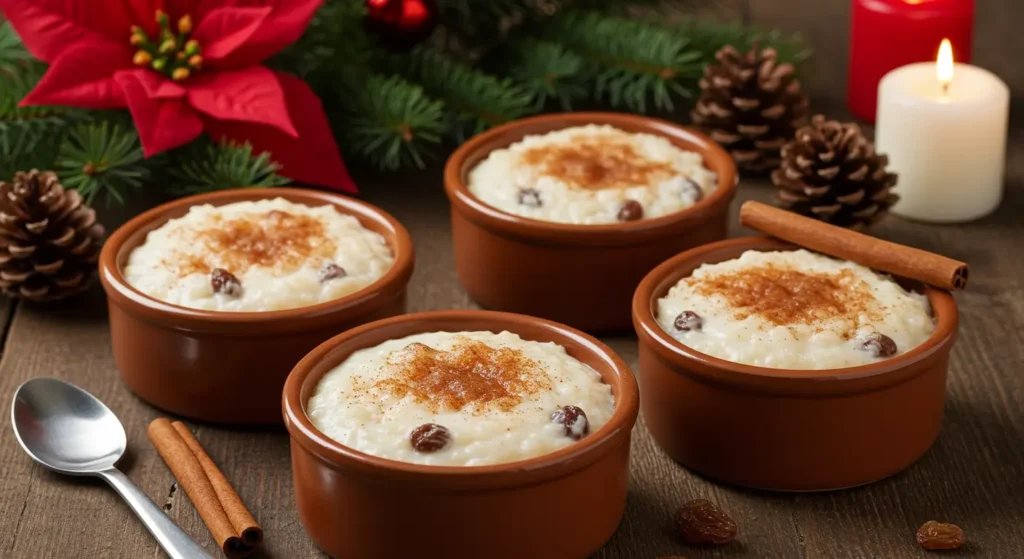 Homemade Arroz con Dulce garnished with cloves and aromatic spices