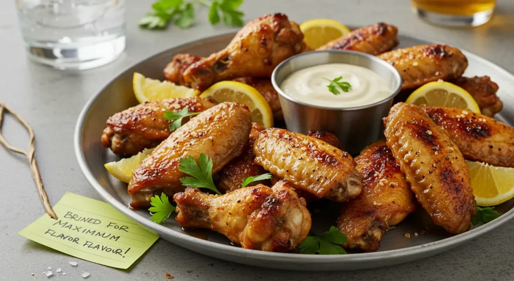 Flavor-packed brine for chicken wings prepared for grilling or baking