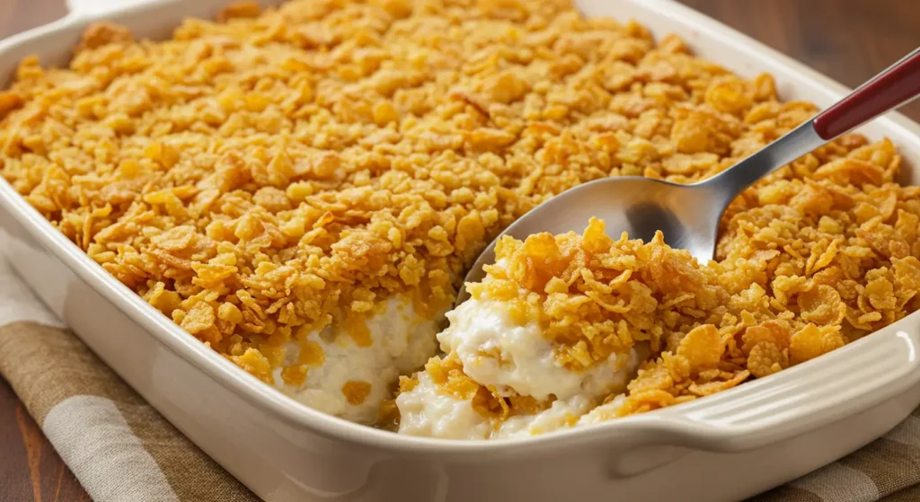 Comforting Funeral Potatoes Recipe made with hash browns, sour cream, and cheddar