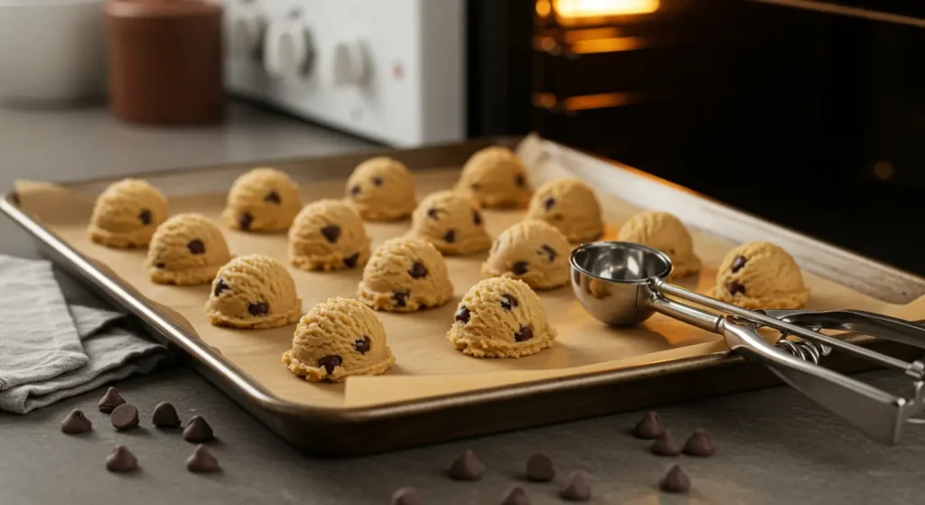 Homemade Toll House Cookies with melty chocolate chips and a soft, chewy center