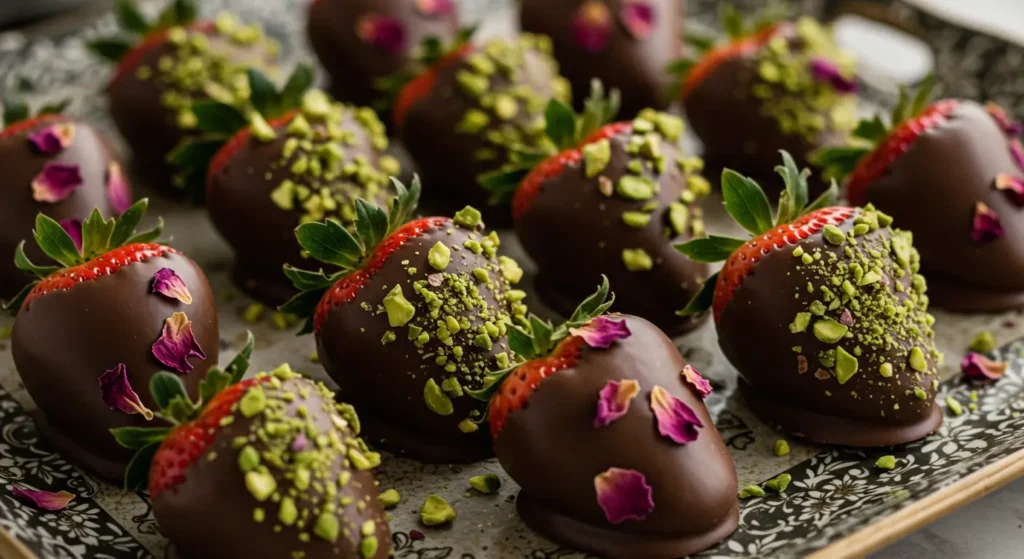 Homemade Dubai-style chocolate strawberries