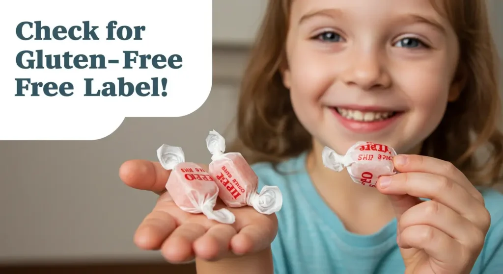Gluten-free salt water taffy individually wrapped and displayed in a candy jar