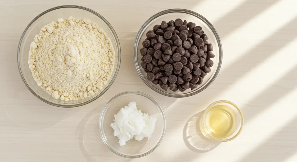 almond flour and chocolate chips for keto cookie bar