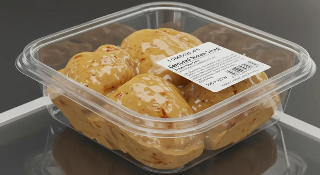 Leftover smothered chicken stored in container