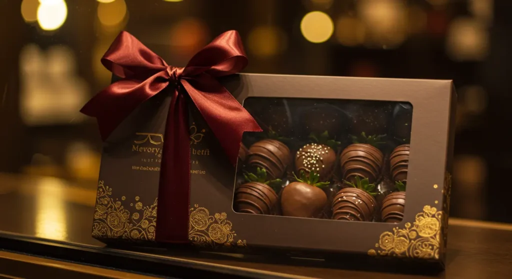Packaged Dubai chocolate strawberries gift box