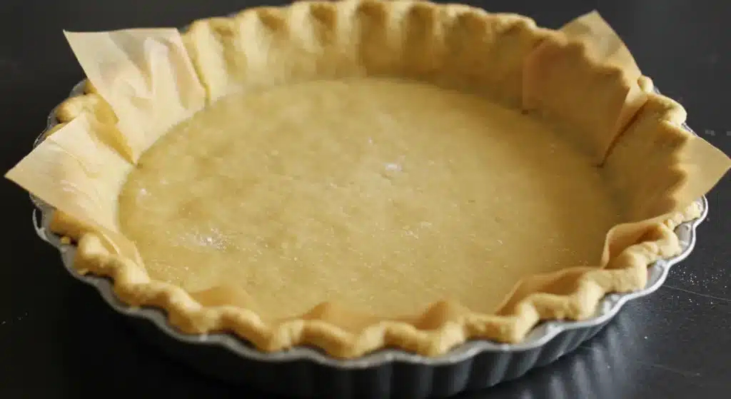 Blind baking crust to keep peach pie bottom crisp