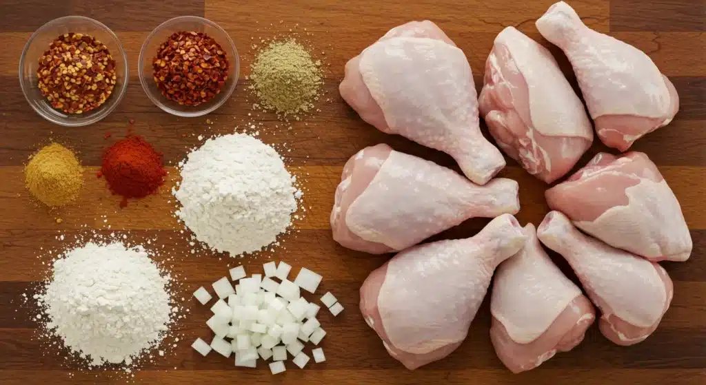 Ingredients for making smothered chicken